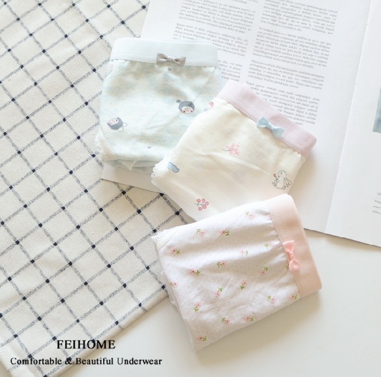 N203舒适女孩中腰印花纯棉基本款女生内裤可爱学生短裤 M/L/XL,女士内衣/男士内衣/家居服,女三角裤,淘宝优惠券,粉丝福利购,淘宝优惠卷