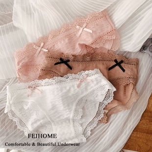 甜美女生包臀内裤 短裤 N664舒适女士中腰泡泡棉配蕾丝花边女式