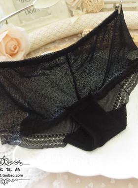 特价清仓出口欧美订单女士中腰性感黑色网纱轻薄柔软透视无痕内裤