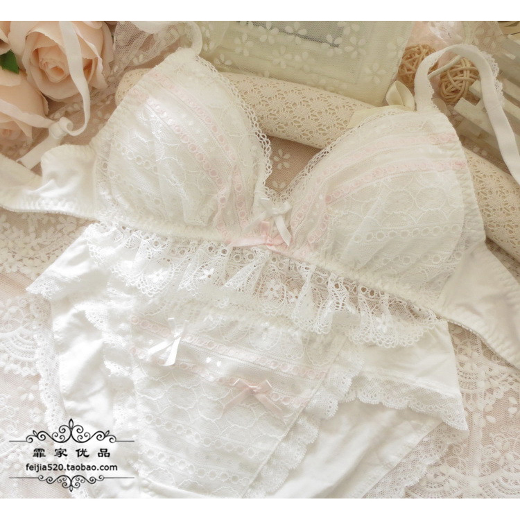 T03舒适无钢圈女士睡眠薄款文胸套装女生内衣内裤套装纯棉蕾丝