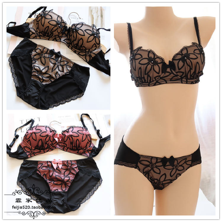 舒适文胸少女风花朵刺绣内衣内裤