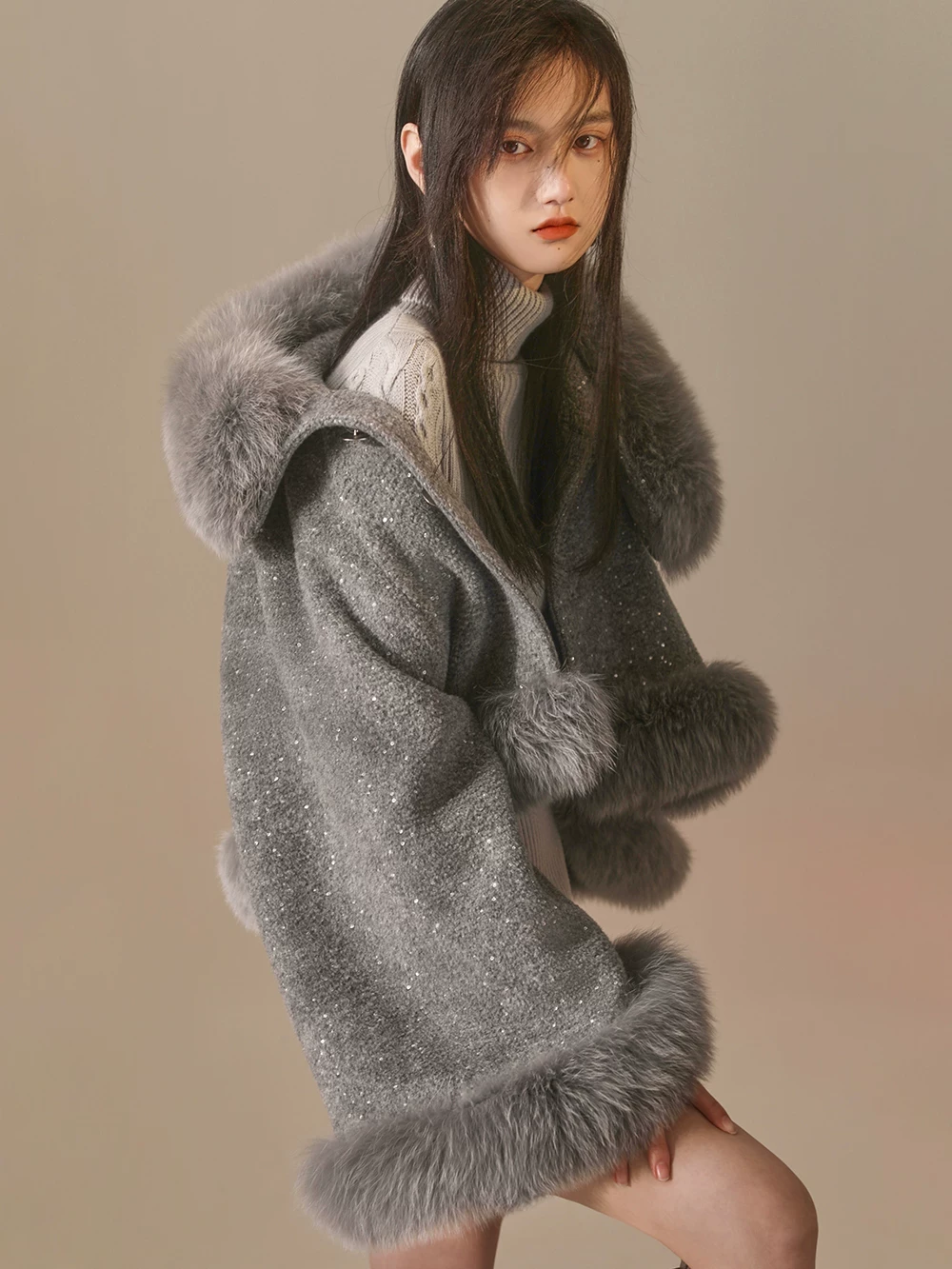 Import short woolen trench coat, jacket