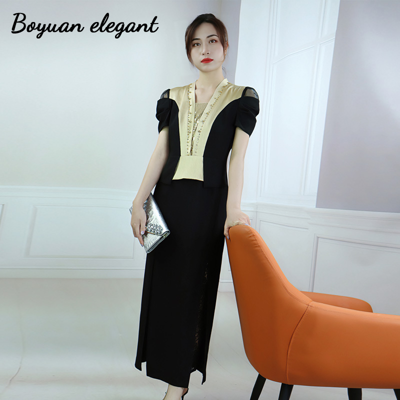 法式拼色蕾丝开叉高级感连衣裙女