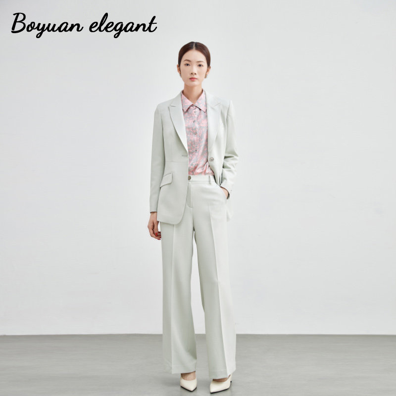 柏媛简约休闲西装外套女2026新款时尚气质通勤显瘦西装两件套套装