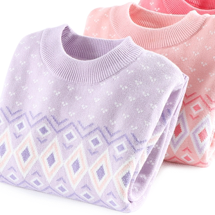 女童毛衣秋冬儿童打底衫中大童纯棉毛线针织上衣冬季加绒加厚童装