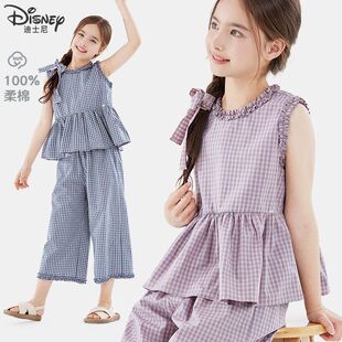 女童套装夏季纯棉儿童上衣裤子两件套2025新款大童洋气小香风夏装