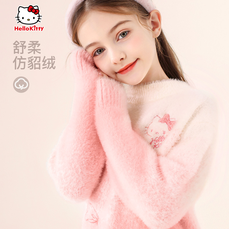 女童秋冬新款加绒毛衣打底衫