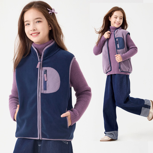 女童马甲秋冬新款儿童坎肩中大童外穿马夹洋气内搭背心摇粒绒冬装