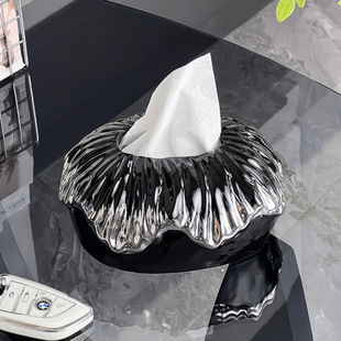 轻奢高级感创意陶瓷纸巾盒客厅茶几摆件餐巾纸盒子创意茶几抽纸盒