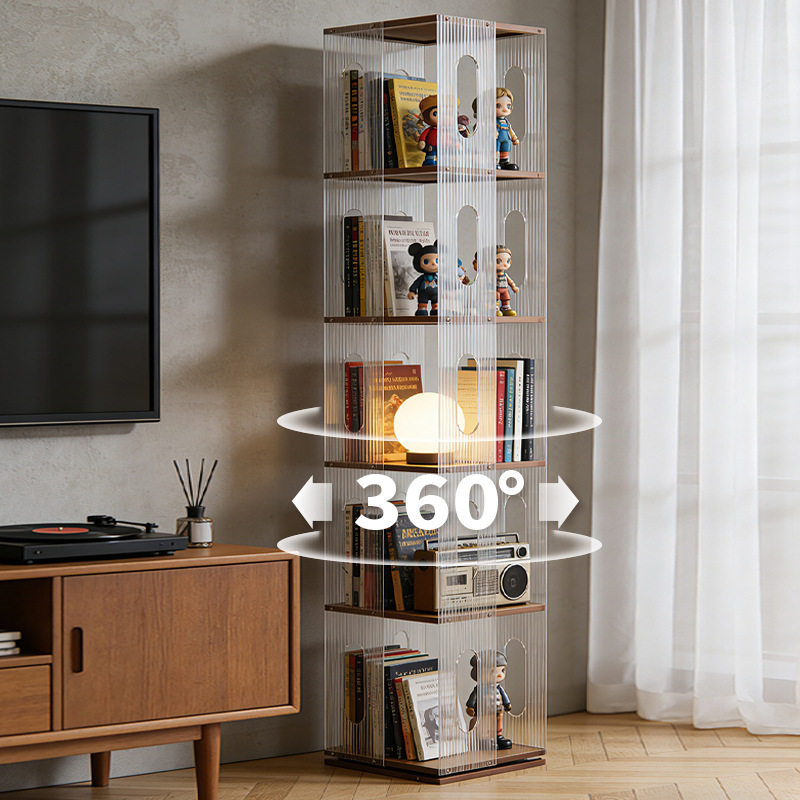 亚克力创意旋转书架度家用展示柜实木落地置物架转角书柜竹,住宅家具,旋转书架,淘宝优惠券,粉丝福利购,淘宝优惠卷