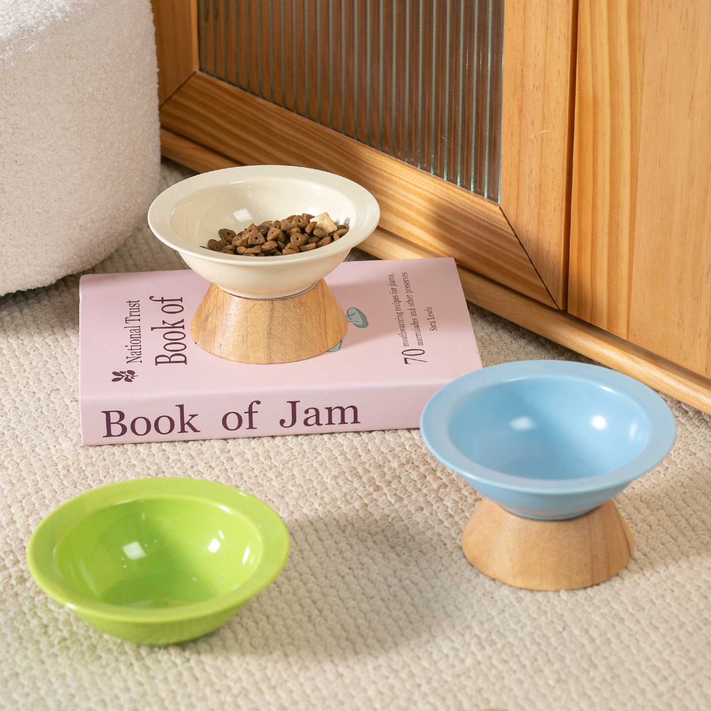 简约纯色飞碟碗带木墩陶瓷宠物碗猫碗狗碗猫粮碗防打翻饮水碗食盆,宠物/宠物食品及用品,宠物智能碗,淘宝优惠券,粉丝福利购,淘宝优惠卷