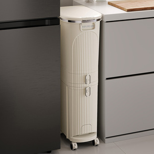 家用分类垃圾桶脚踏按压大容量厨余桶新款带轮干湿分离厨房垃圾筒