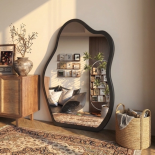 中古风化妆镜梳妆台镜子卧室家用云朵装饰镜可壁挂台式桌面梳妆镜