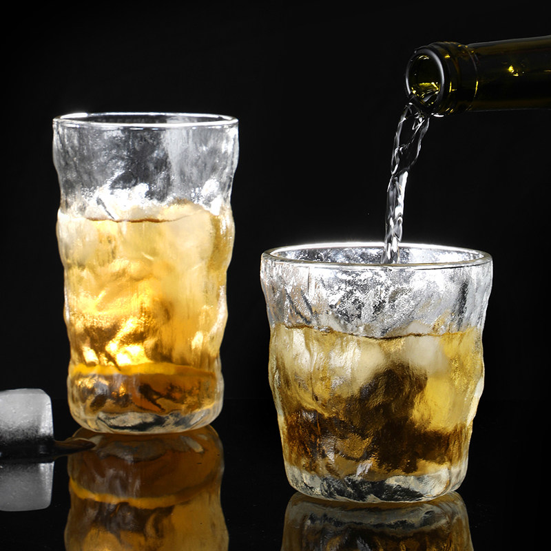 冰川纹玻璃杯耐热防爆耐高温透明大容量高颜值防摔酒杯果汁咖啡杯