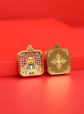 新款唐卡盒吊坠嘎乌盒金色黄铜