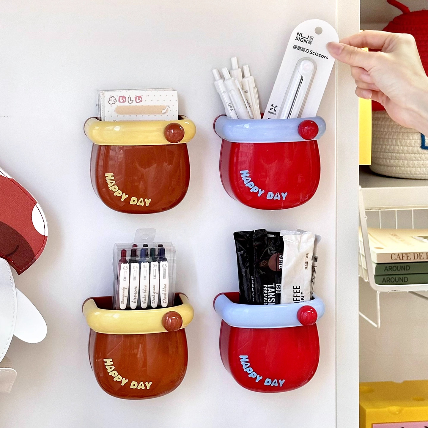 新款多巴胺厨房磁吸冰箱贴收纳盒