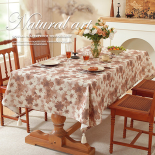 农舍风茶几桌垫新款家用六人桌台布长方形桌布防水防油茶几垫