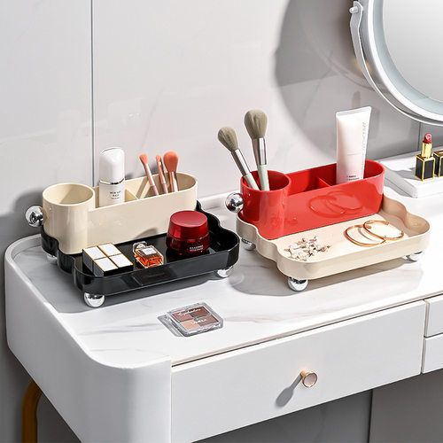 电镀拼色化妆盒双层分格口红