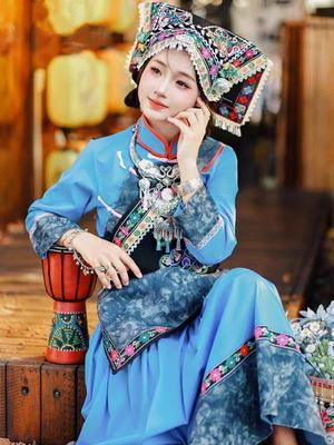 新款布依族少女套装少数民族土家族壮族刺绣头饰全套民族风摄影