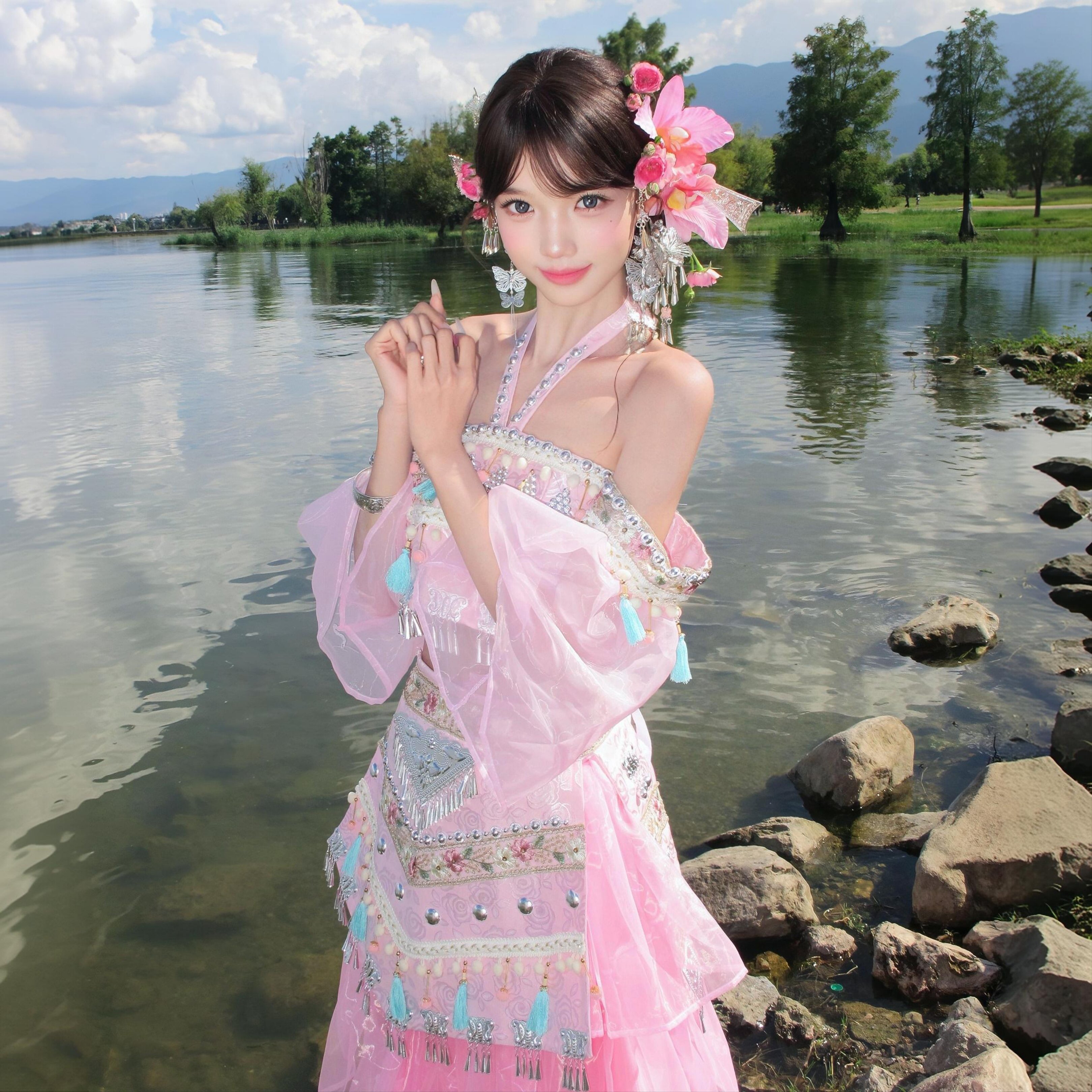 新款云南大理旅游拍照套装女民族风云南丽江大理洱海拍照写真套装