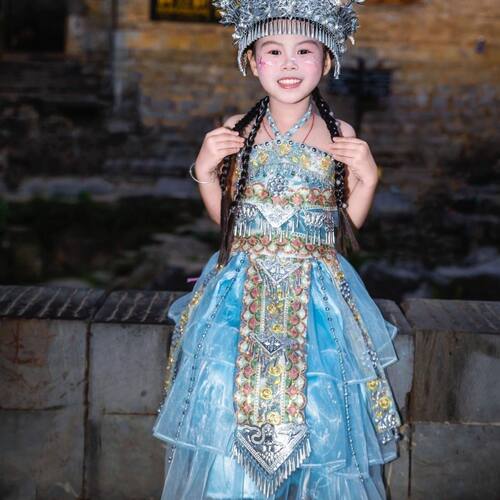 新款2026苗疆复古少女白色少数民族套装苗族贵州旅拍服装舞台表演