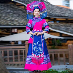 广西壮族三月三服装 女演出服少数民族演出服土家族歌圩节舞蹈服饰