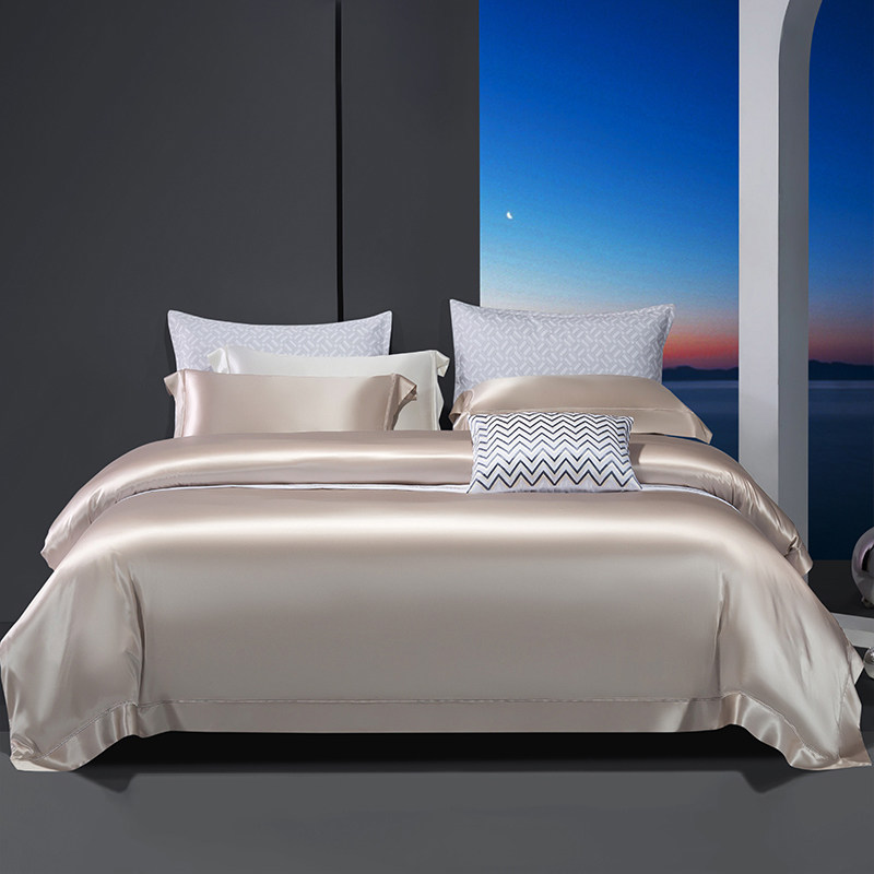 贵族真丝四件套100%桑蚕丝纯色床上用品高端定制床笠裸睡床单被套,床上用品,床品套件/四件套/多件套,淘宝优惠券,粉丝福利购,淘宝优惠卷