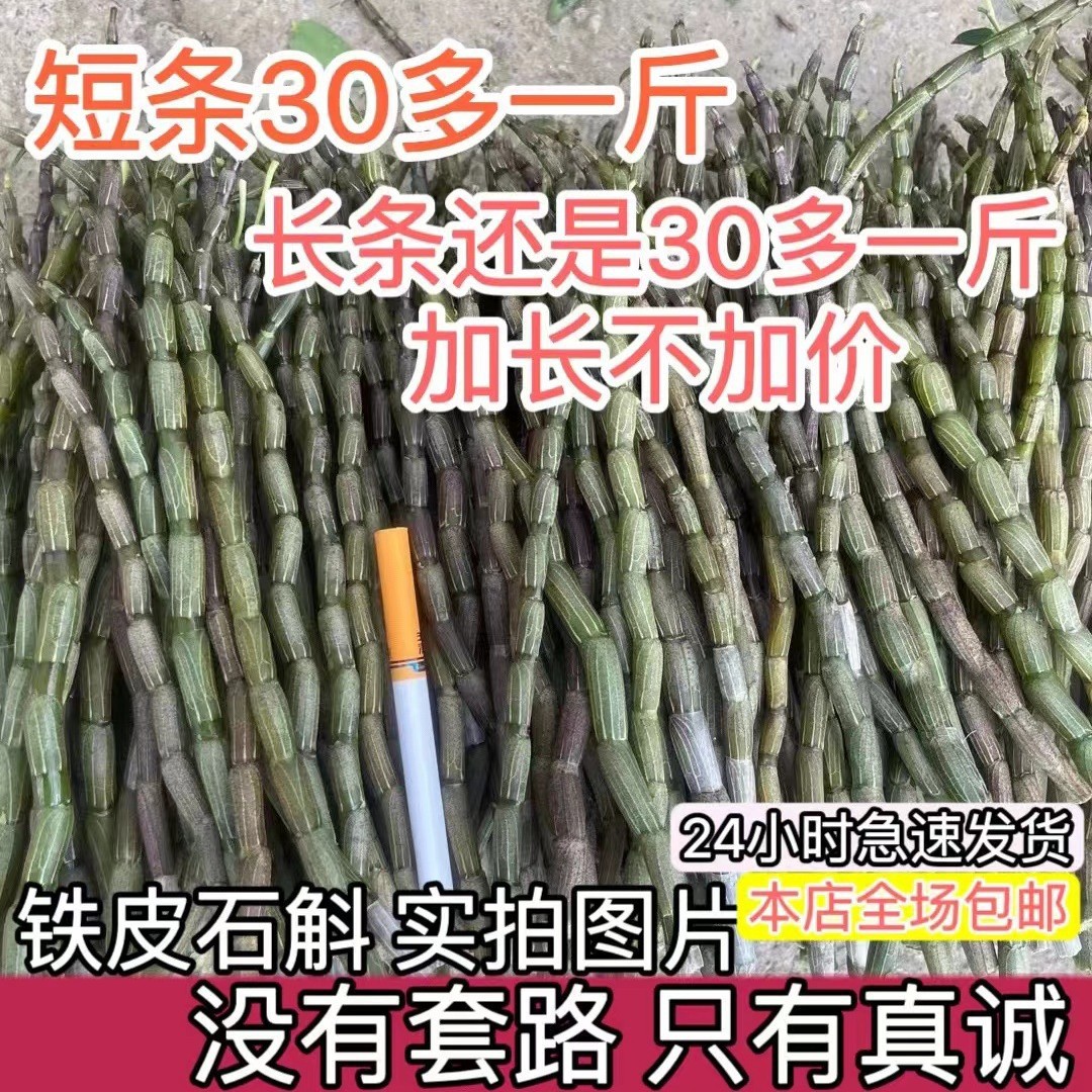 正品铁皮石斛鲜条500g中药材枫斗三四五年生基地批发霍山新干花粉