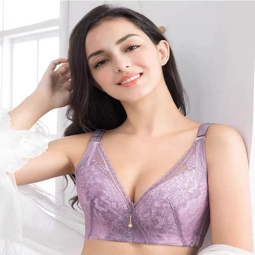 大码蕾丝薄款舒适透气无钢圈文胸罩聚拢调整型收副乳女士内衣3207