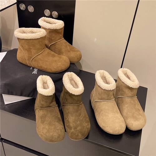 丑萌大头雪地靴女冬季新款加绒保暖百搭毛毛棉鞋短靴加厚秋冬短筒