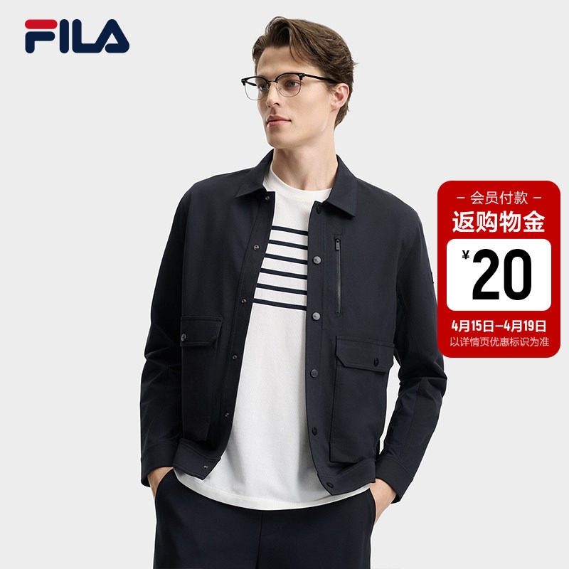 FILA斐乐官方男针织长袖外套2026夏新款工装商务休闲行政夹克上衣