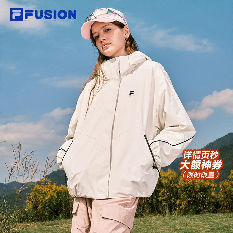 FILA FUSION斐乐潮牌女士上衣两件套2026春新款宽松保暖棉服外套