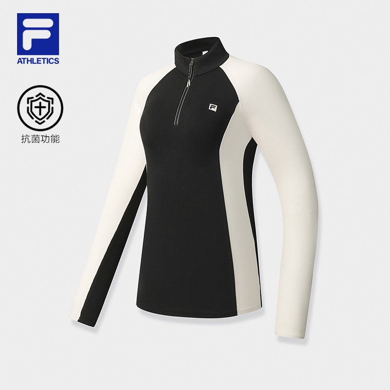 FILA 斐乐官方女子针织长袖衫2025冬季新款健身运动拼色半拉链长T,运动服/休闲服装,运动T恤,淘宝优惠券,粉丝福利购,淘宝优惠卷