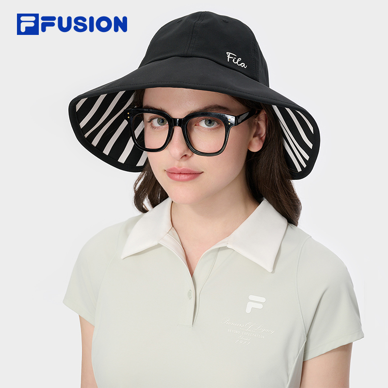 FILA FUSION斐乐潮牌女帽圆帽2025夏新款休闲凉感防晒渔夫帽盆帽