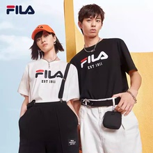 FILA斐乐男士t恤夏季新款纯棉圆领半袖官方正品印花短袖女装上衣