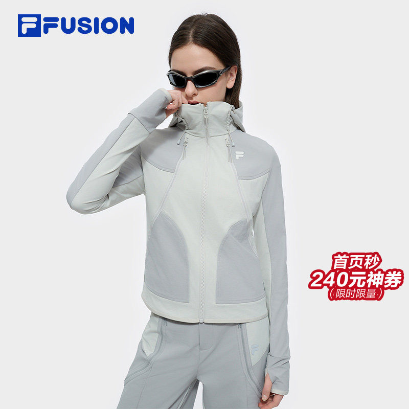 FILA FUSION斐乐潮牌女士外套2026春季时尚休闲运动连帽梭织上衣