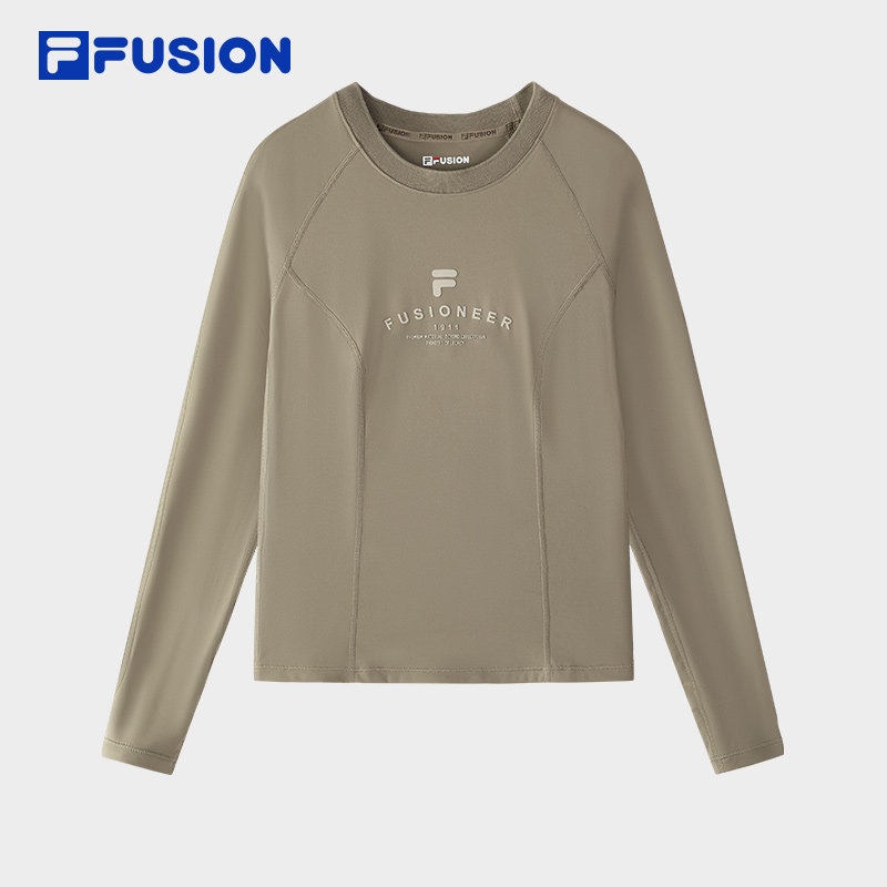 FILA FUSION斐乐潮牌女子针织长袖衫2025春季新款时尚休闲修身长T,运动服/休闲服装,运动T恤,淘宝优惠券,粉丝福利购,淘宝优惠卷