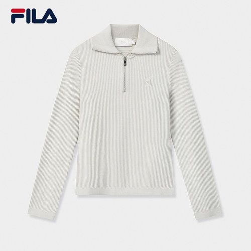 FILA 斐乐官方女子编织衫2025冬季新款时尚休闲简约修身翻领毛衣