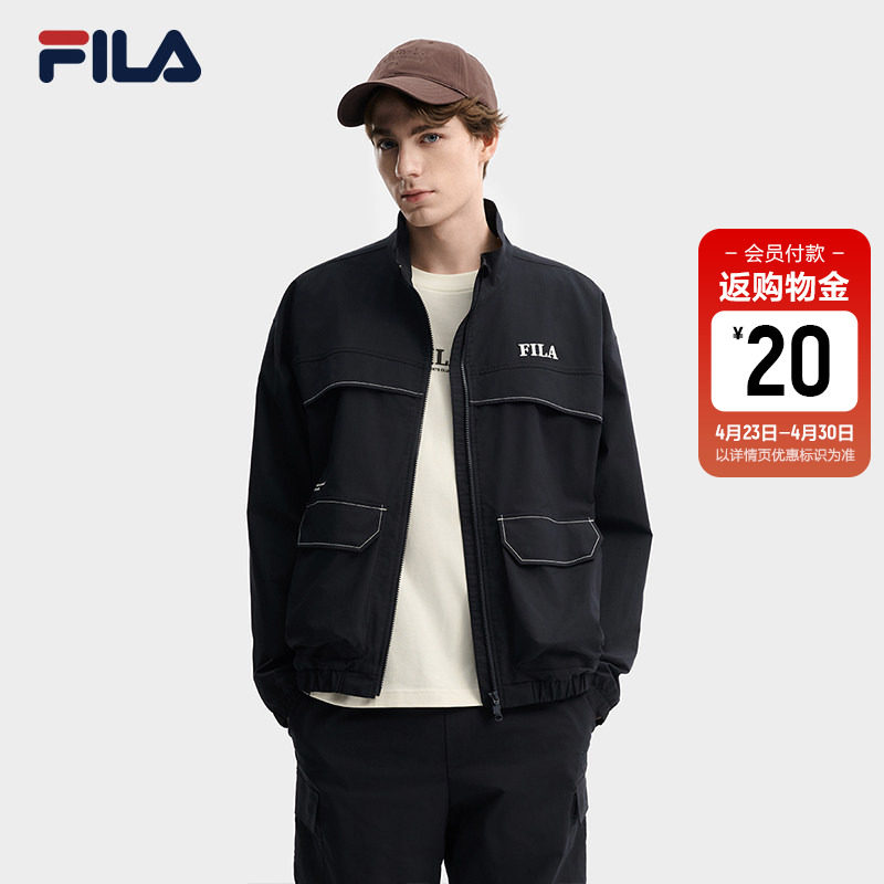 FILA 斐乐官方男士梭织外套2026春新款休闲宽松百搭立领工装夹克