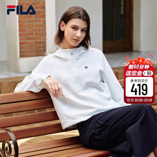 长袖 FILA 休闲插肩袖 时尚 上衣 斐乐官方女子连帽卫衣2025冬新款