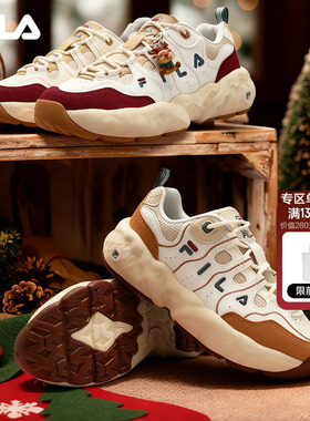 FILA 斐乐官方女鞋MUFFIN XMAS 老爹鞋2026春季新款松饼鞋圣诞版