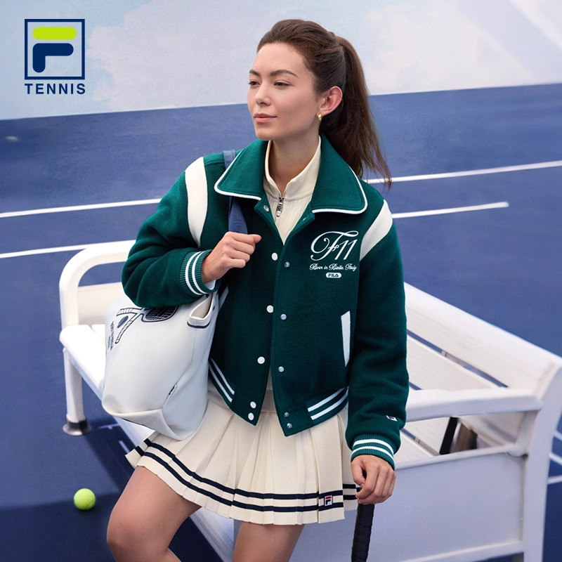 FILA 斐乐官方女士棉服2025冬新款网球运动宽松翻领夹克保暖外套