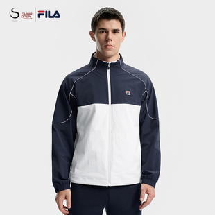 斐乐男梭织外套25冬新款 CHINA FILA 网球运动宽松立领上衣 OPEN