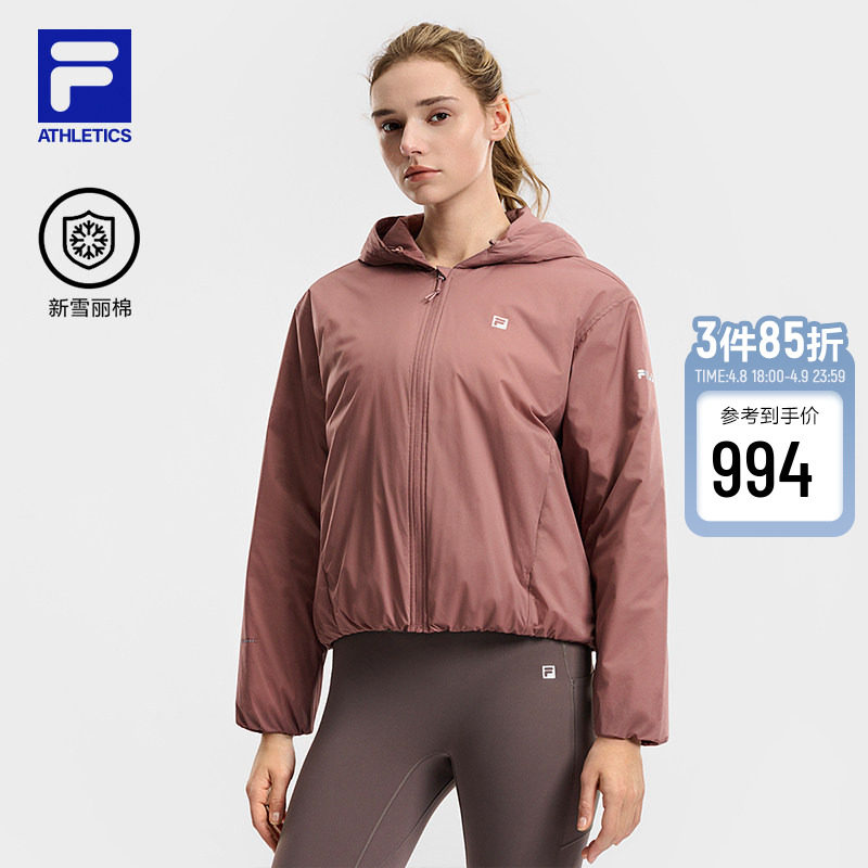 FILA 斐乐官方女士棉服2026春新款健身运动宽松短款连帽保暖外套