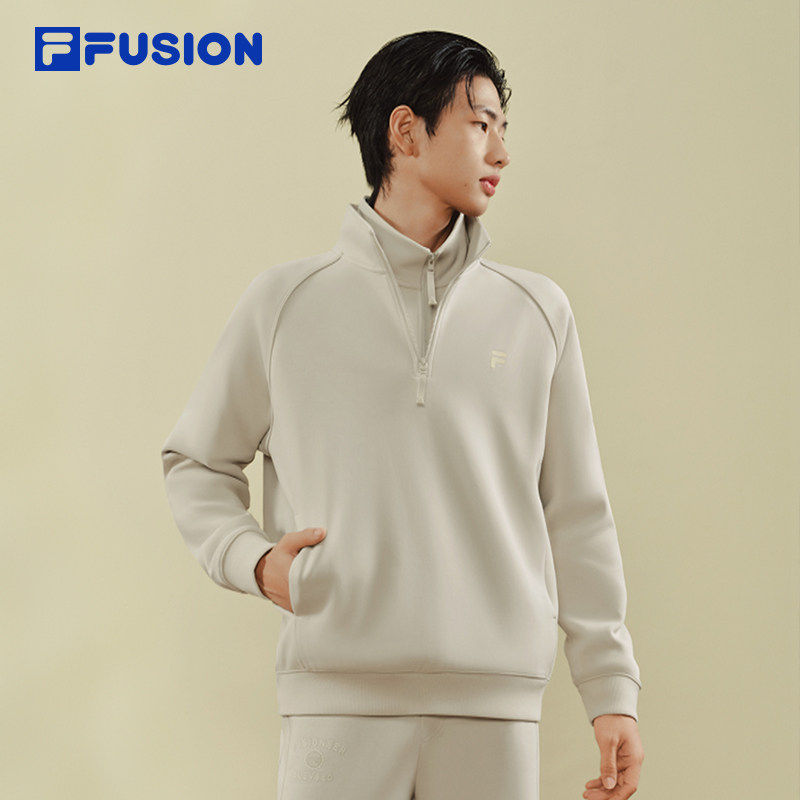FILA FUSION斐乐潮牌男子套头卫衣2026春季新款休闲宽松针织上衣
