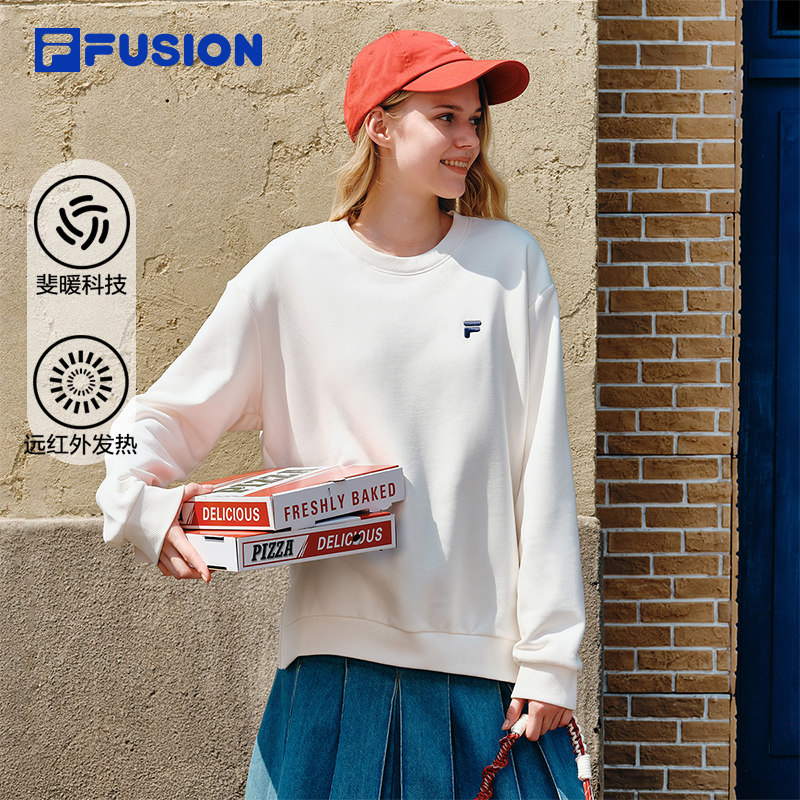 FILA FUSION斐乐潮牌情侣款套头卫衣2026冬新款宽松时尚针织上衣