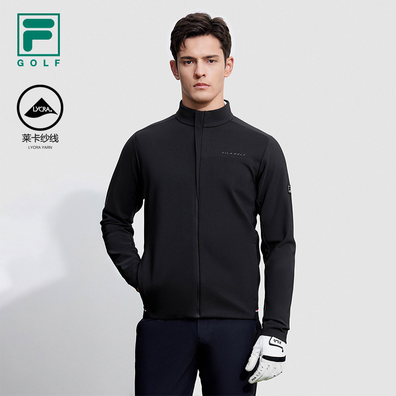 FILA 斐乐官方男士针织长袖外套2023冬季新款基础高尔夫运动上衣