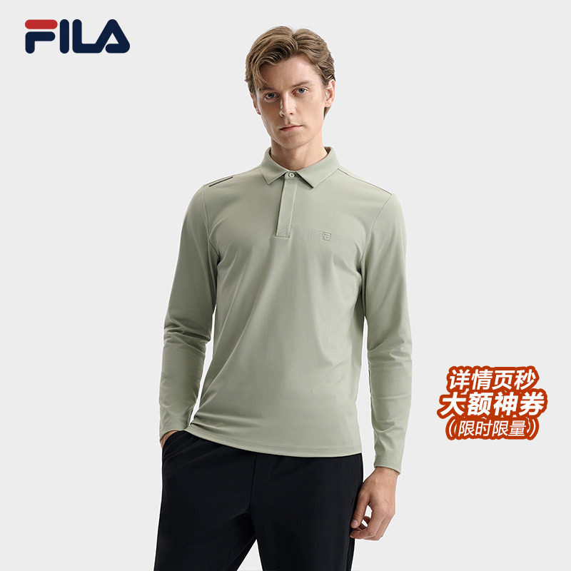 FILA 斐乐官方男子针织长袖POLO衫2025冬季新款时尚休闲基础上衣