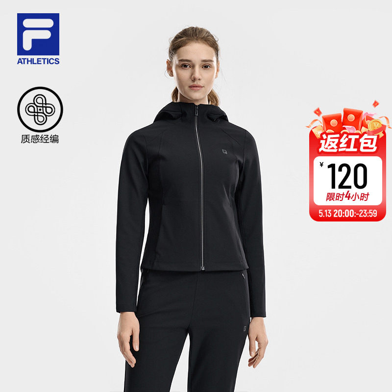 FILA 斐乐官方女士针织连帽外套2026夏新款健身运动简约修身上衣