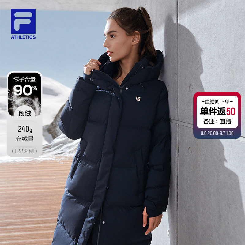 斐乐鹅绒羽绒丨FILA女士中长款羽绒服26冬季新款防风运动保暖外套